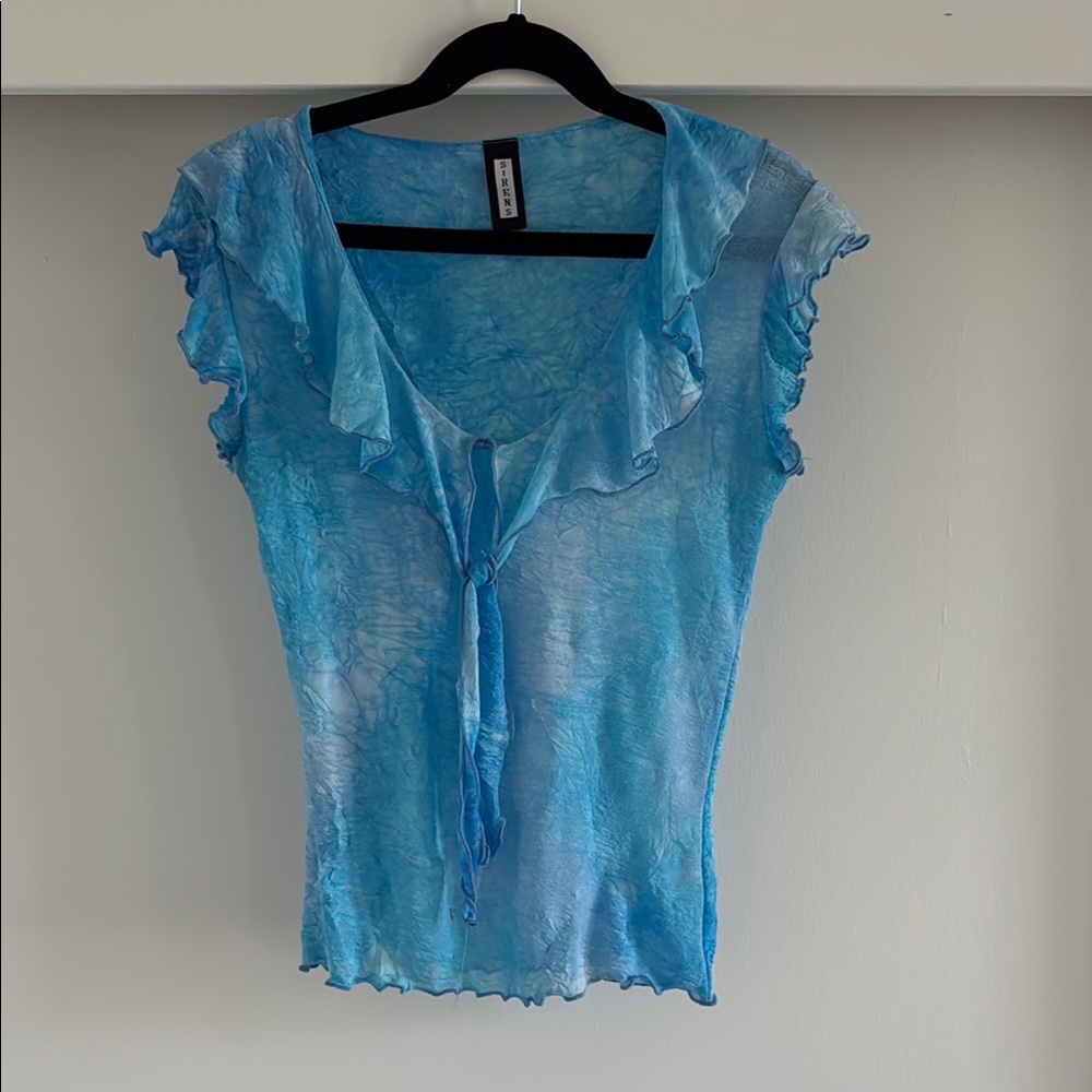 Y2K blue mesh top
